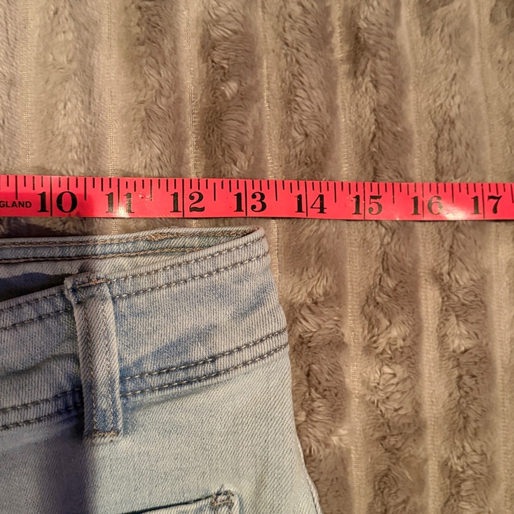 OAT New York High Rise Wide Leg Jeans Light Wash Raw Hem Patch Pockets Size 6/28 - Picture 5 of 8